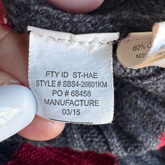 Silverlake W XL Black Red Striped Ribbed Half Zip Sweater 60/40 Cotton Blend - Picture 5 of 10